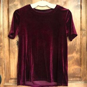 Old Navy Velvet Burgundy Top with Short Sleeves